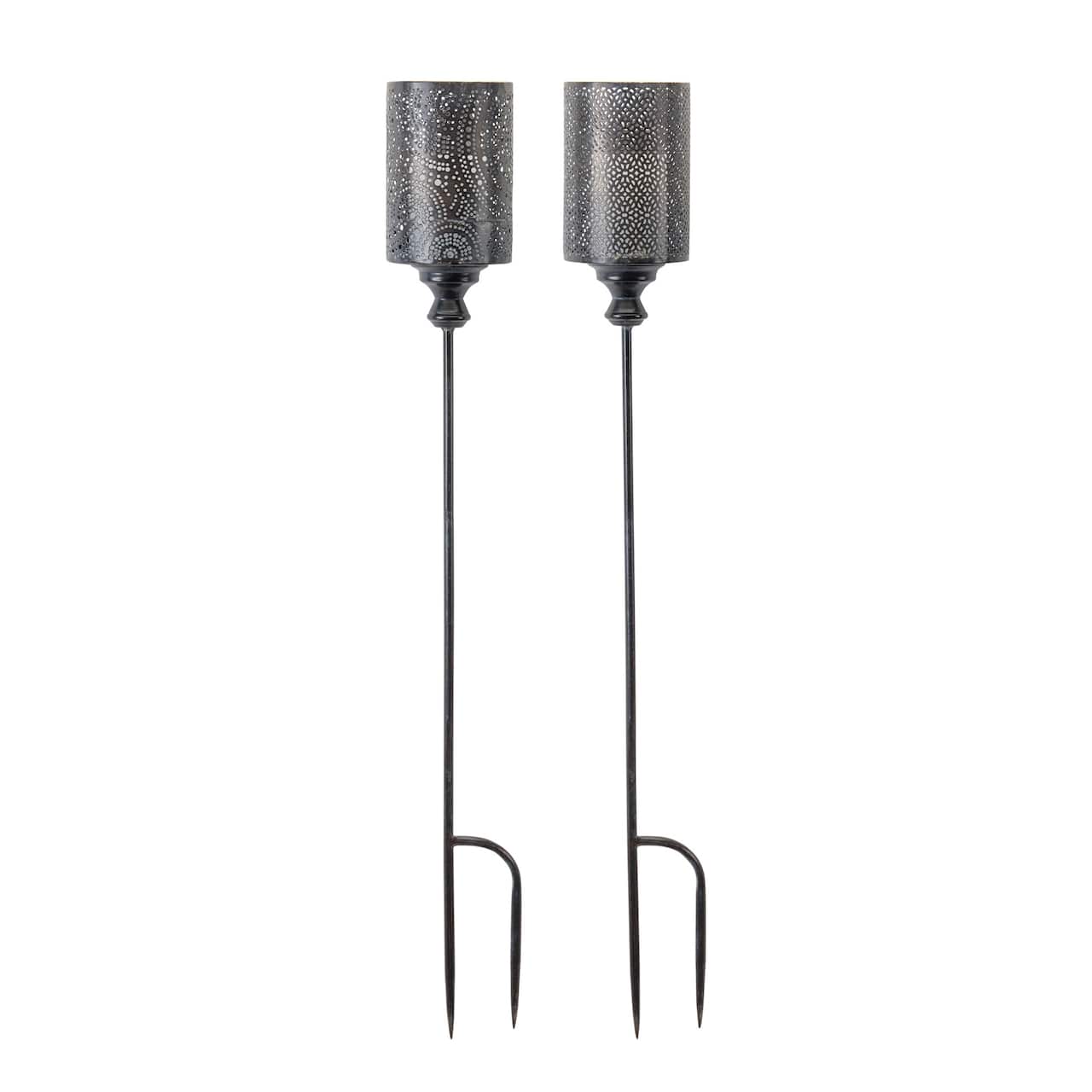 40" Silver Candle Holder Metal Garden Stake, 4ct.